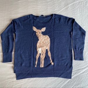 Blue sweater with deer print